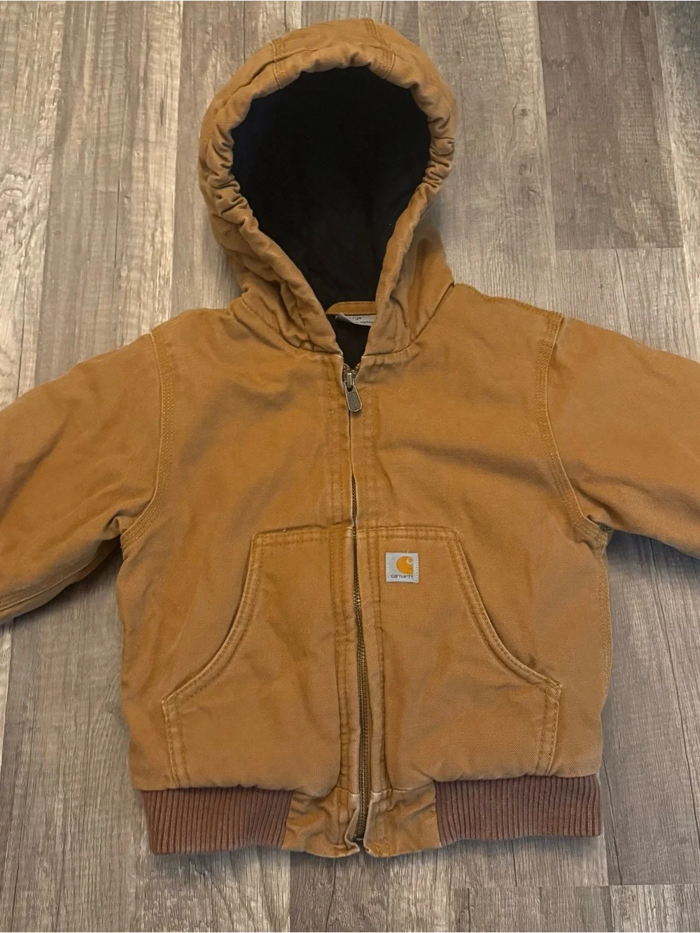 Carhartt Kids Brown Quilted Duck Active Hooded Jacket 3T Toddler Coat